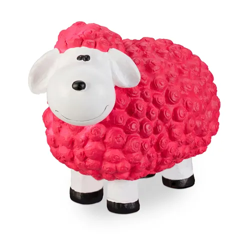 Wetterfeste Gartenfigur Schaf in pink von Relaxdays