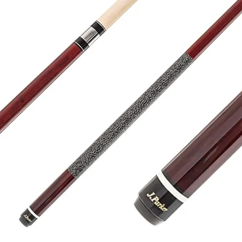 Parker Billardqueue JPS-Serie einfarbiger 2-TLG.Profi-Cue, hochwertiges Ahornholz und Leinenwicklung Griffbereich, 13 mm Ledertip, schwarz, dunkelrot und weiß