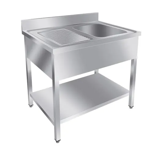 GastroHero Spültisch Basic 10x6 mit 1 Becken rechts - Spültechnik für Profi-Küchen, aus hochwertigem Edelstahl Aisi 201, besonders langlebig und leicht zu reinigen, ideal für Gastronomie und Hotellerie.