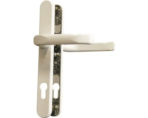 Schmalrahmengarnitur weiß/lackiert PZ mit 2x Drücker für Haustüren - Türsicherungen: Robuste Drückergarnitur aus Kunststoff und Metall, ideal für sichere und stilvolle Haustüren.