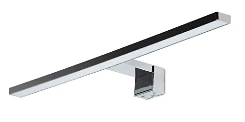 Kwazar Luminaire LED Spiegelleuchte Badezimmer 10W 800LM 50cm Neutralweiß 4000K IP44 230V Wandleuchte Spiegellampe, Badezimmerschrank Spiegelleuchten Elena Silber