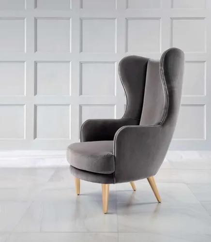 Eleganter Ohrensessel in Grau – Modern und Komfortabel - Stilvoller Ohrensessel für Wohnzimmer und Arbeitszimmer, mit hochwertiger Polsterung und robustem Holzgestell. Ideal für entspannte Stunden und modernes Wohnen.