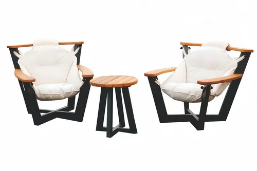 Schwarz Braun Sessel Set Gartenmöbel 3tlg für den Outdoor-Bereich - Elegante 3-teilige Sitzgruppe aus Holz mit bequemen Polstern, ideal für entspannte Stunden im Freien. Robust und modern gestaltet, bietet Platz für bis zu 2 Personen.