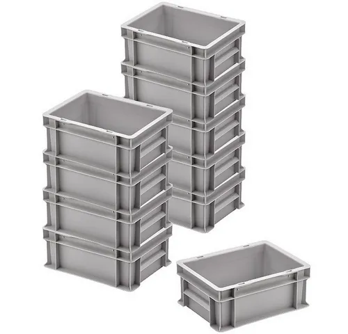 BRB-Lagertechnik Stapelbox 10x Transportbehälter - Stapelboxen aus Industriequalität, extrem stabil und leicht zu reinigen. Ideal für Lager, Handwerk und Zuhause – unempfindlich gegen Säuren und Fette, stapelbar mit verplombbaren Deckeln.