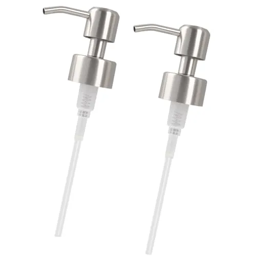 2PCS Edelstahl Seifenpumpe, Pumpkopf Ersatzpumpe für 28 mm Mit 18 cm Rohr, Gewinde Flasche Seifenspender, gebürsteter Edelstahl, Pumpaufsatz für Flaschen, Seifenspender Pumpe, Seifenpender Ersatzpumpe