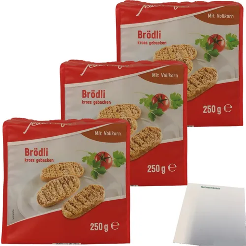 Jeden Tag Brödli Vollkorn kross gebacken 3er Pack 3x250g Packung usy Block