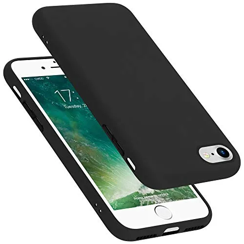 Cadorabo Hülle kompatibel mit Apple iPhone 7 / 7S / 8 / SE 2020 Hülle Silikon Handyhülle für iPhone 7 / 7S / 8 / SE 2020 Case aus flüssigem Silikon- Kratzfeste dünne TPU Schutzhülle - Liquid SCHWARZ