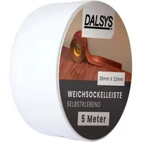 Dalsys Weichsockelleiste selbstklebend Weiß 5m - Sockelleisten, zeitsparend und langlebig: einfach zu kleben, ideal für den Wohnbereich, Küche und Bad ohne Bohren.