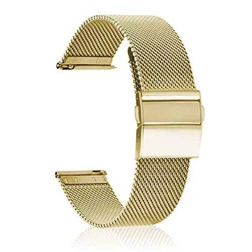 CeiBand Armband für 22MM 20MM Edelstahl Mesh Uhrenarmbänder Ersatz Metall Ersatzarmband, Uhrband mit Schnellverschluss Geeignet für Herren und Damen - Gold