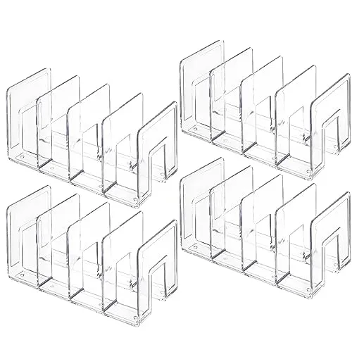 Ygapuzi 4 Packung klar Acryl Datei Sorter, 4 große Schlitze Schreibtisch Veranstalter, Desktop-Datei Ordner Halter Veranstalter, Büro Storage Stand Rack für Buch, Geldbeutel, Handtasche, Umschläge