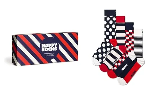 Happy Socks Classic Navys Geschenkset 4 Paar Halbsocken EU 41-46 - Sportsocken im stilvollen Navy-Design, perfekt als Geschenk und für jeden Anlass geeignet.