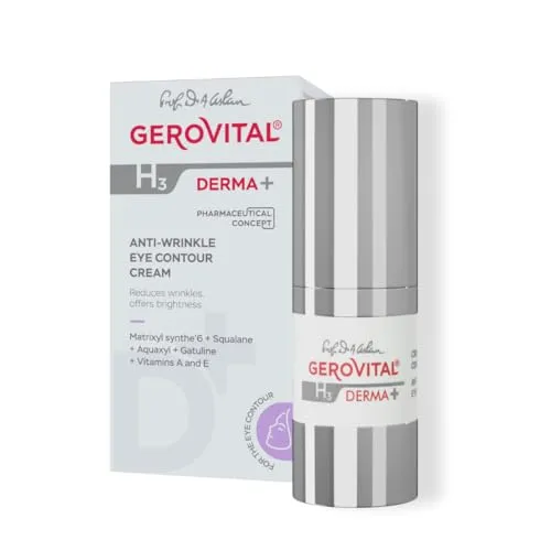 Gerovital H3 Derma+ Anti-Falten-Augenkonturcreme Dermatokosmetik | Reduziert Falten, Tränensäcke und Augenringe | Feuchtigkeitsspendend, straffend, mit Haloxyl und Vitaminen, 15 ml