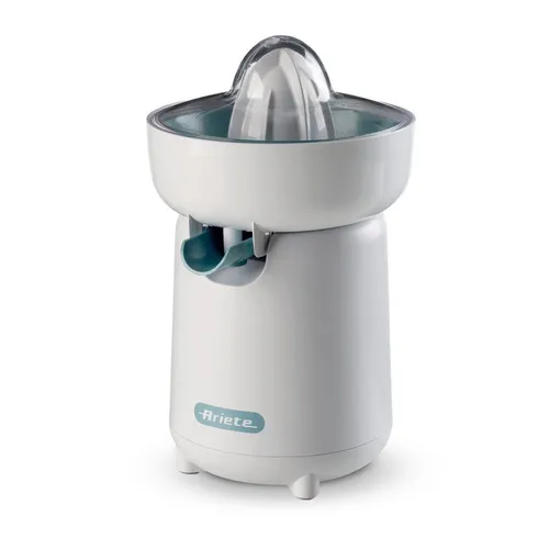 Ariete 0417/01 Elektrische Zitronenpresse 40 W - Entsafter mit 2 Presskegeln und Anti-Tropfen-Funktion, ideal für frischen Zitronensaft ohne Spritzer. Kompakt und energieeffizient in elegantem Weiß.