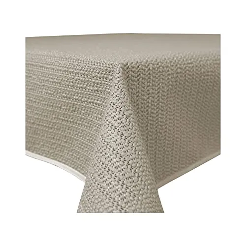 Haus und Deko Gartentischdecke Outdoor rechteckig wetterfest wasserabweisend rutschfest abwischbar PVC Weichschaum Tischdecke für Garten, Balkon, Terrasse und Camping (Beige, 130 x 160 cm)
