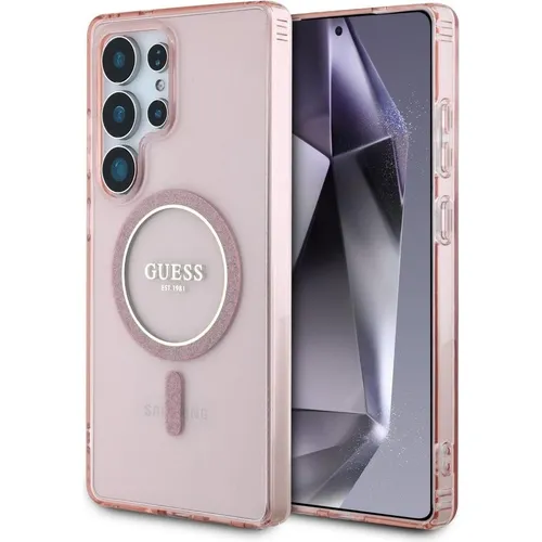 Guess HC Magnetic IML Glitter Circle Hülle für Samsung Galaxy S25 Ultra – Pink