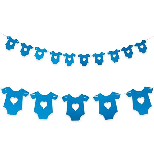 Oblique Unique® Hemdchen Jacken Filz Girlande in Blau für Babyshower Baby Party Kinderzimmer Deko Schwangerschaft