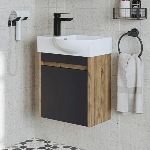 Roomart Badmöbel-Set LEO, Unterschrank mit Waschbecken in grau von ROOMART