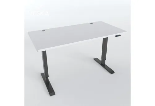VESKA Höhenverstellbarer Schreibtisch 140 x 70 cm - Elektrisches Sitz- & Stehpult mit Touchscreen - Schreibtisch mit stufenloser Höhenverstellung (71-120 cm) und LCD-Display. Massive Stahlbeine garantieren wackelfreies Arbeiten, ideal für Home Office.