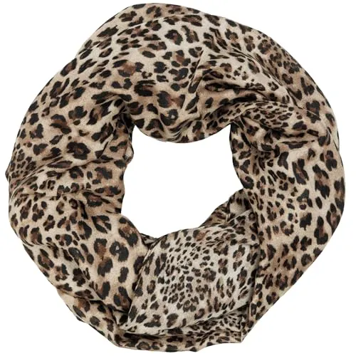 Caspar Leichter Damen Loop Schal - Modischer Loop Schal im exotischen Leo Muster, aus samtweicher Viskose - perfekt für Frühling und Herbst, vielseitig tragbar als Schal oder Halstuch.
