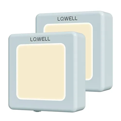 LQWELL® Nachtlicht Steckdose Faltbar mit Dämmerungssensor, Nachtlampe Einstellbare Helligkeit, Automatisch Steckdosenlicht, Orientierungslicht Warmweiß für Kinder Zimmer Gang Treppen (Blau, 2 STK)