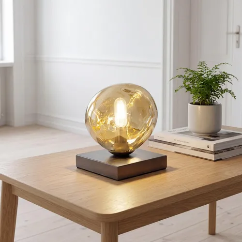 Moderne Tischlampe Aluminium Glas Schwarz Gelb 17,5 cm E14 - Stilvolle Tischlampe aus Aluminium und Glas in Schwarz und Gelb. Mit praktischem Kabelschalter und individueller Leuchtmittelwahl für die perfekte Lichtstimmung. Ideal für Wohnzimmer, Schlafzimmer und Jugendzimmer.