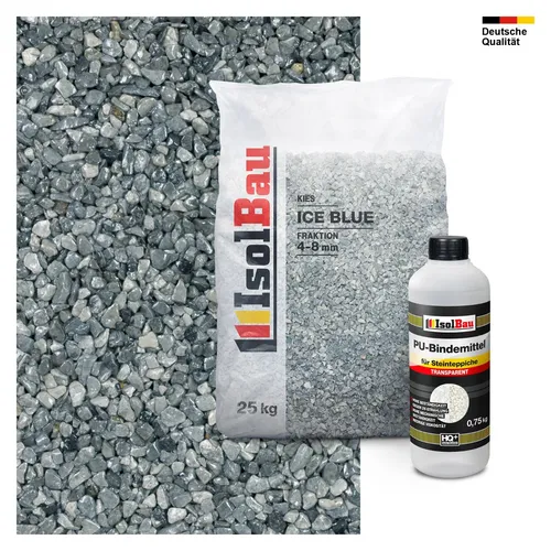 Steinteppich SET Ice Blue 4-8mm Marmorkies 25kg + PU-Bindemittel Set für 2,5m²