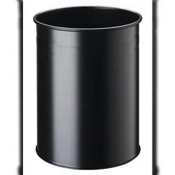 DURABLE Papierkorb Metall rund 15l schwarz - Papierkorb aus robustem Metall mit kratzfester Beschichtung, ideal für Büro und Zuhause. Stilvolles Design mit dekorativem Zierring und praktischem Griffrand.