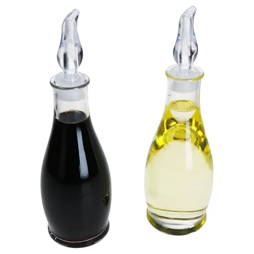 MamboCat 2er Set Olli Essig- & Öl-Flaschen I 300 ml I bauchige Flaschen aus Glas mit Kunststoff-Deckel | Spender zum Befüllen für Olivenöl, Dressing, Sauce & Co