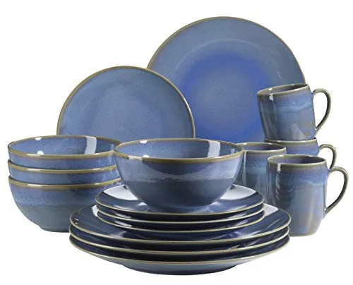 Mäser Kombiservice Ossia, Hellblau, 16-teilig - Essen & Trinken, Geschirr-Set für 4 Personen mit charmantem Hellblau, mikrowellengeeignet und perfekt für kreative Mahlzeiten.