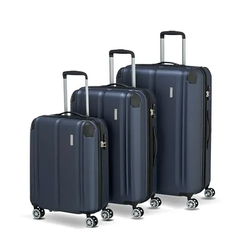 Travelite City 4-Rollen-Trolley Set 3-tlg. - Strapazierfähige Hartschalenkoffer mit Dehnfalte, ideal für grenzenlosen Reisekomfort und flexibles Reisen