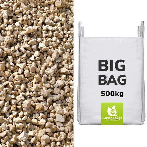 Vanilla Sun Splitt 8/16mm - 500 kg BigBag - Beige Splitt für vielseitige Anwendungen im Garten- und Landschaftsbau. Ideal für dekorative Flächen und als Drainagematerial. Hochwertige Qualität aus Deutschland.