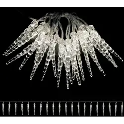 Mojawo LED Eiszapfen Lichterkette warmweiß 20 LEDs Innen Batterie L220cm