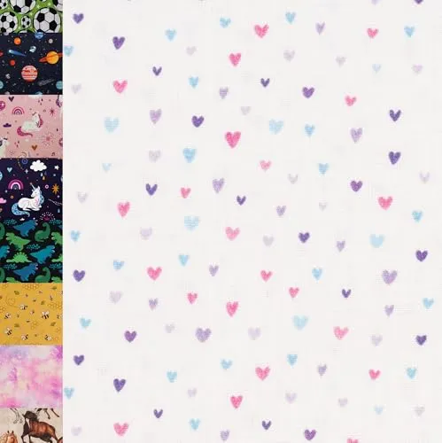 MAGAM-Stoffe Niklas Kinder Baumwollstoff ÖKO-TEX Meterware ab 50cm (Kleine bunte Herzen)