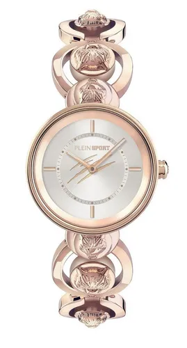 PHILIPP PLEIN Quarzuhr PSLEA0624 - Eleganz trifft auf Anziehungskraft - Armbanduhren: Hochwertige Quarzuhr mit 3D-Tigerkopf-Design, 50m wasserdicht und edlem Edelstahlgehäuse in IP Rose Gold für einen glamourösen Auftritt.