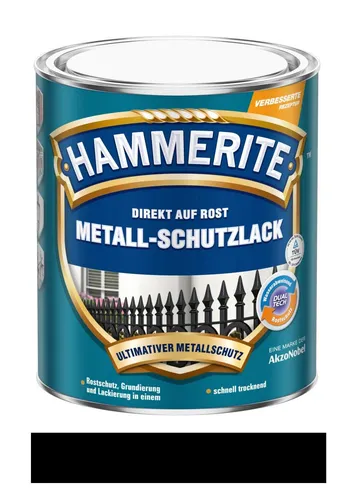 Hammerite Metallschutz-Lack Matt 250 ml Schwarz