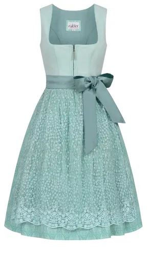Nübler Trachtenkleid Midi Dirndl Gundi in Aqua von Nübler - Rocklänge 65 cm