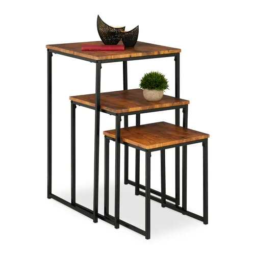Beistelltisch 3er Set - Wohnzimmertisch, Couchtisch, Dekotisch - Tische & Stehtische - Stilvolles 3er Set aus MDF/Spanplatte, ideal für den Innenbereich, vielseitig einsetzbar und platzsparend.