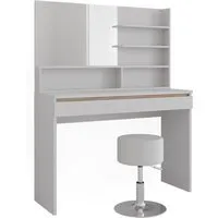 Vicco Schminktisch Emma Weiß 120 cm mit Spiegelregal & Hocker