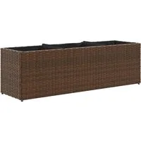 vidaXL Hochbeet mit 3 Fächern aus Poly Rattan, Braun 105x30x32 cm - Robustes Hochbeet aus langlebigem PE-Rattan, ideal für Blumen und Pflanzen. Wetterfest und pflegeleicht, bietet es eine dekorative Lösung für deinen Garten.