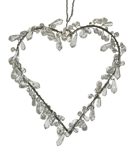 itsisa Drahtherz/Perlenherz, White Pearls zum Aufhängen 11x11 cm - Herz aus Draht, Fensterdeko, Hochzeit, Muttertag, Liebe