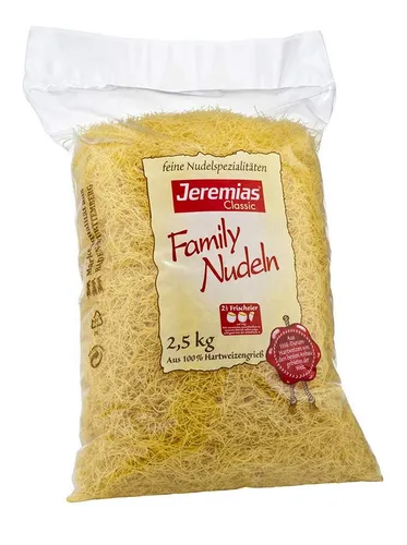 Jeremias Nudeln, Jeremias Frischei Fadennudeln aus Hartweizengriess und Ei 2500g