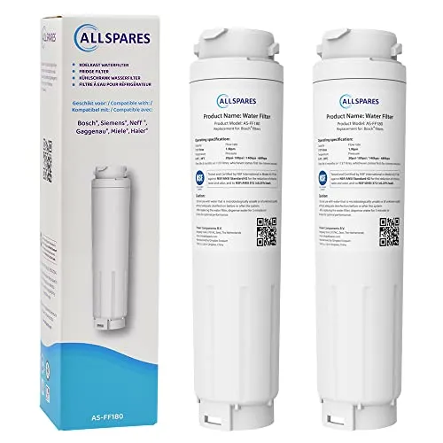 AllSpares Wasserfilter (x2) für Kühlschrank - Hochwertige Wasserfilter für Kühlschränke von Bosch, Siemens, Neff und mehr. Genießen Sie frisches, sauberes Wasser und Eis mit optimalem Geschmack.