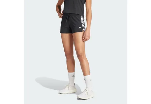 ADIDAS Damen Shorts Essentials Slim 3-Stripes - Sportliche Baumwoll-Shorts mit 3-Streifen, schmaler Schnitt und Kordelzug für optimale Passform. Ideal für aktive Frauen, die Wert auf Nachhaltigkeit legen.
