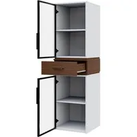 OKWISH Glasvitrine 40x40x200cm mit LED in Weiß – Stilvoll und Platzsparend