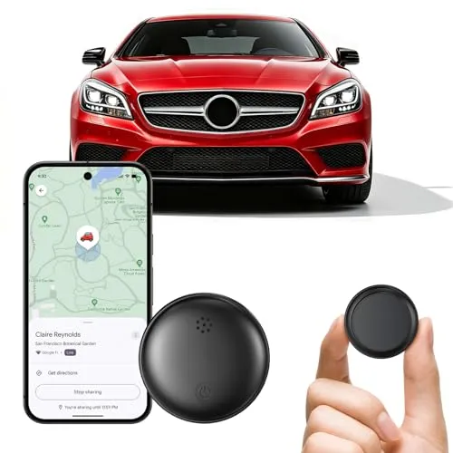 GPS Tracker Auto Kompatibel mit Google Find Hub (nur Android) Magnetischer GPS Tracker Auto Ohne ABO, Globale Abdeckung Wiedergabe der Fahrzeugtrajektorie,IP67 Wasserdicht für Autos,Motorräder,Fahrrad
