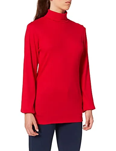 Trigema Damen Rollkragenpullover 585010 in Rot (kirsch 036) - Pullover für Damen, figurbetonter Schnitt aus 50 % Baumwolle und 50 % Polyester, ideal für einen klassischen Look mit angenehmem Tragekomfort.