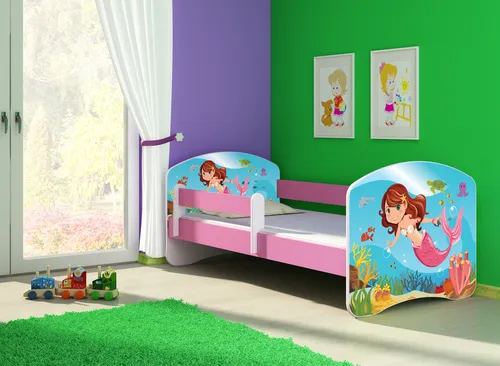 Kinderbett mit Rausfallschutz und Matratze in pink von ACMA