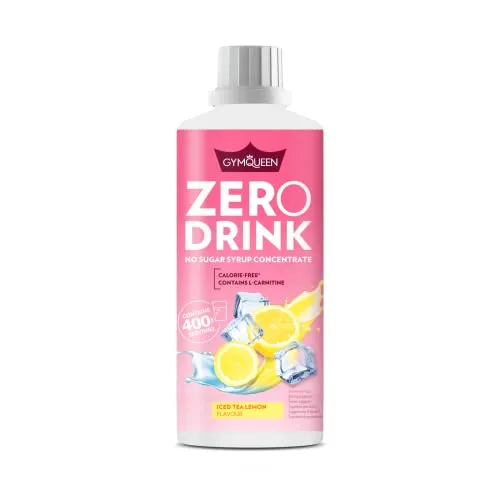 GymQueen Zero Drink Eistee-Zitrone 1000ml, kalorienarmes und zuckerfreies Getränkekonzentrat 1:80, angereichert mit B-Vitaminen für deinen Stoffwechsel und L-Carnitin, Getränke-Sirup