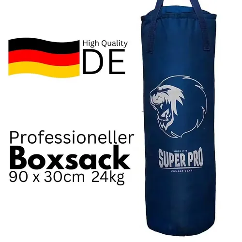 Boxsack Super Pro Boxing Set Blau - Boxsack gefüllt in Blau, 90 cm hoch, aus strapazierfähigem Nylon – ideal für effektives Training und Fitness!