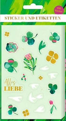 Produktbild Stickerbogen mit 100 Stickern: All about green: Dekosticker für Erwachsene mit Goldfolie für Grußkarten, Planer und DIY-Projekte